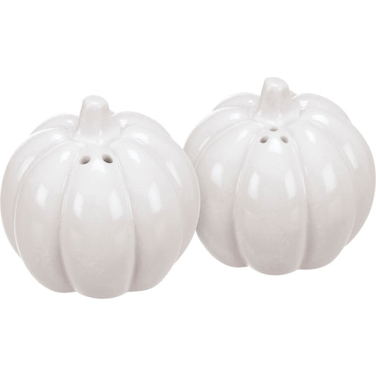 Primitives By Kathy White Pumpkin Salt and Pepper Shakers