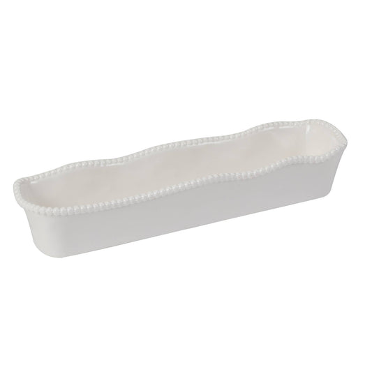 Certified International Perlette Cream Melamine Cracker Tray