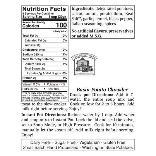 Rill Foods Basin Potato Soup Mix   Dairy Free   Gluten Free    Sugar Free