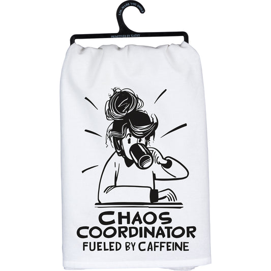 Primitives By Kathy Chaos Coordinator fueled By Caffeine Kitchen Towel