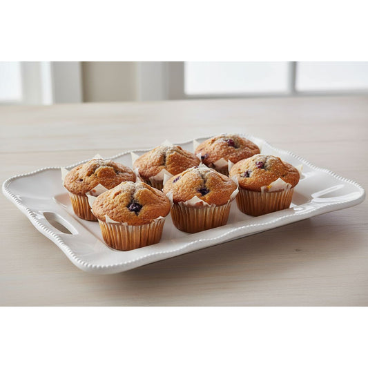 Certified International Perlette Cream Melamine Rectangular Tray w/Handles