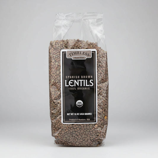 Timeless Natural Foods Organic Kosher Spanish Brown Lentils Grown in Montana