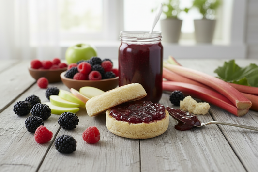 put some jam on an english muffin