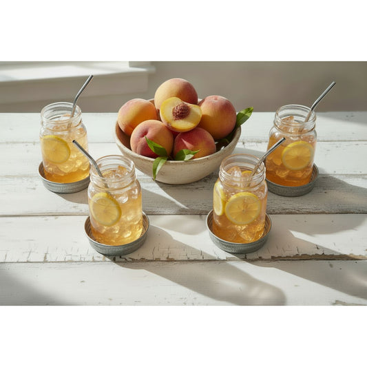 CTW Four Mason Jar Lid Coasters - Sweet As A Peach