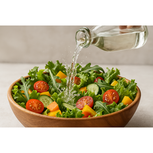 white vinegar pouring over salad