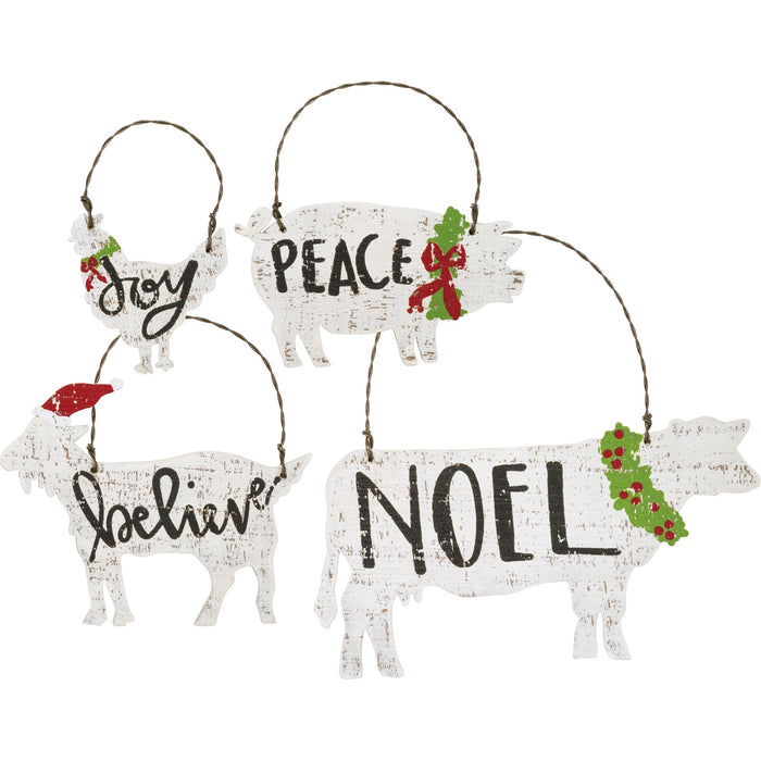 Primitives By Kathy Ornament Set Farm Animals
