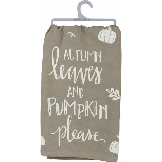 Primitives By Kathy Autumn Leaves and Pumpkin Please Kitchen Towel