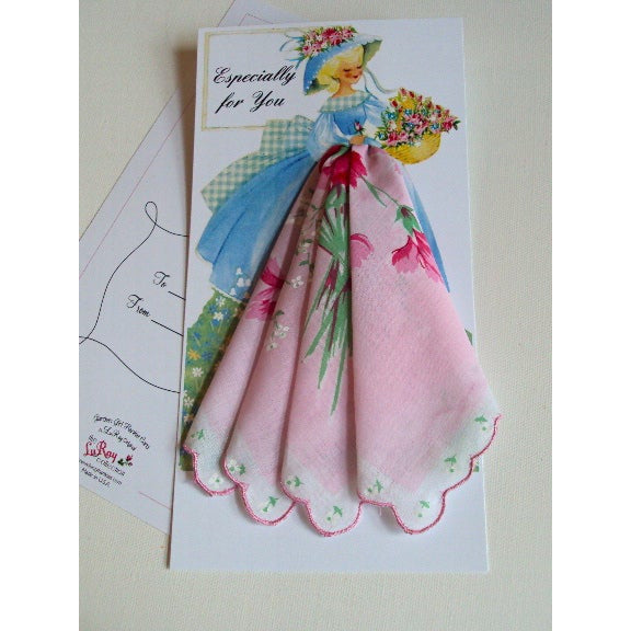 LuRay Lovely Garden Girl Hankie Card