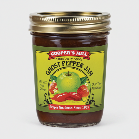Cooper's Mill - Strawberry Apple Ghost Pepper Jam - Half Pint Jar | Specialty Food Items and Unique Gift Ideas for Everyone