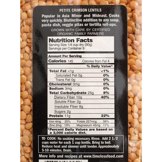Timeless Natural Food - Organic Petite Crimson - Lentils  2 Pack | Specialty Food Items and Unique Gift Ideas for Everyone