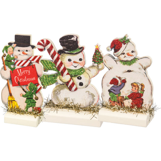 Primitives By Kathy Vintage Inspired Stand up Snowmen