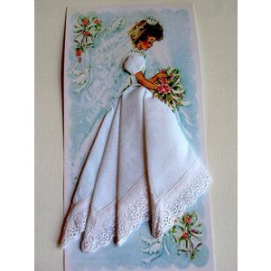 LuRay White Eyelet Bridal Hankie Keepsake Hankie Card