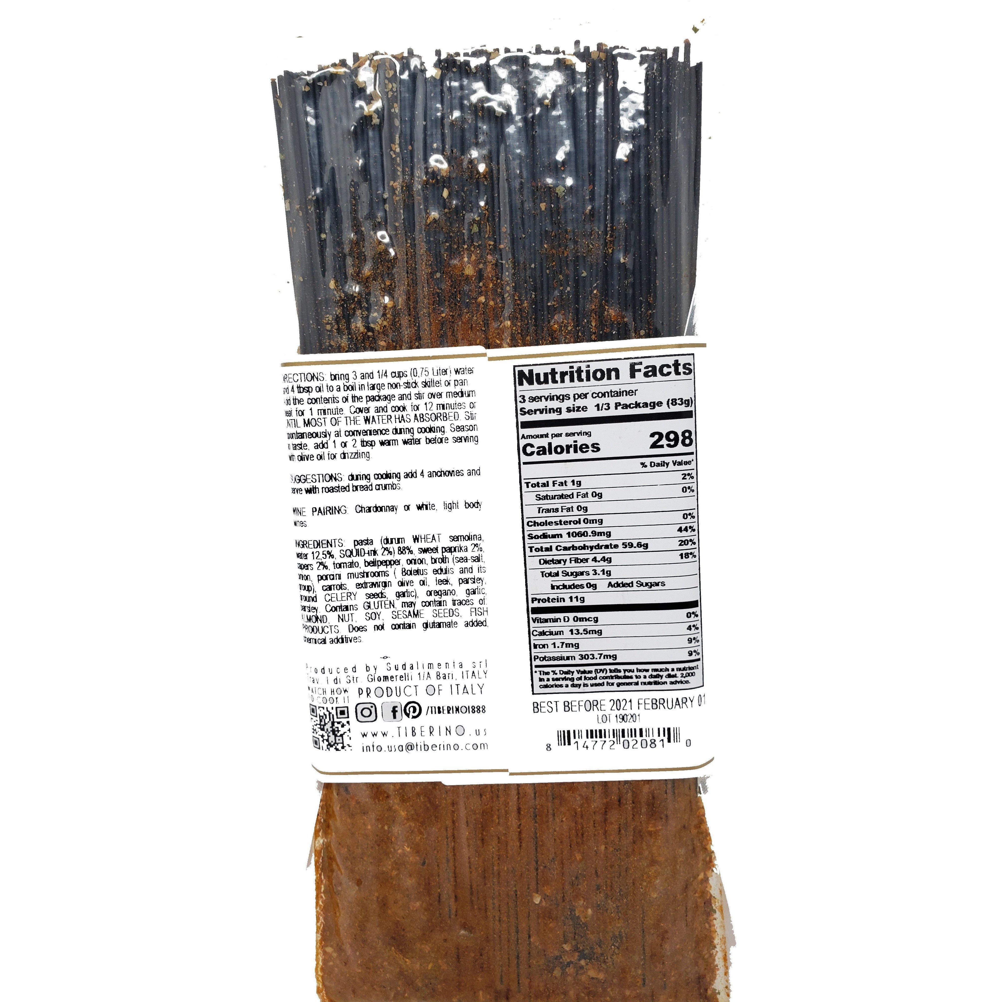 Tiberino - Italian One Pot - Black Spaghetti with Capers and Paprika | Specialty Food Items and Unique Gift Ideas for Everyone Tiberino - Italian One Pot - Black Spaghetti with Capers and Paprika | Specialty Food Items and Unique Gift Ideas for Everyone