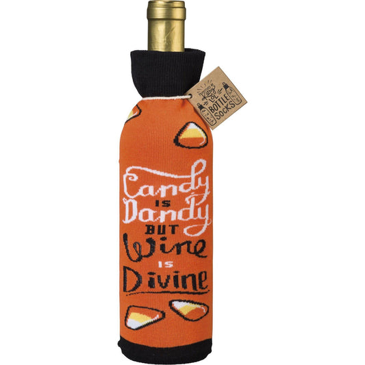 Primitives By Kathy - Candy Is Dandy, But Wine Is Divine -Bottle Sock | Specialty Food Items and Unique Gift Ideas for Everyone