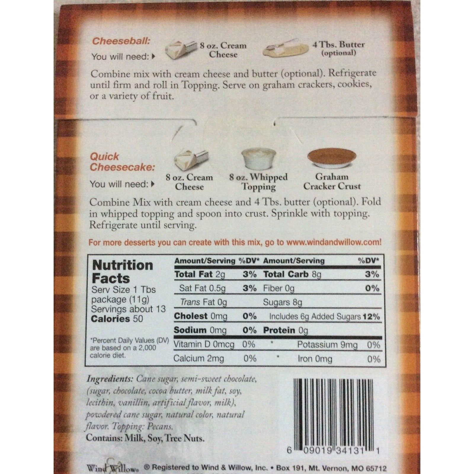 Wind & Willow Turtle Cheesecake Cheeseball & Dessert Mix Last Chance Wind & Willow Turtle Cheesecake Cheeseball & Dessert Mix Last Chance