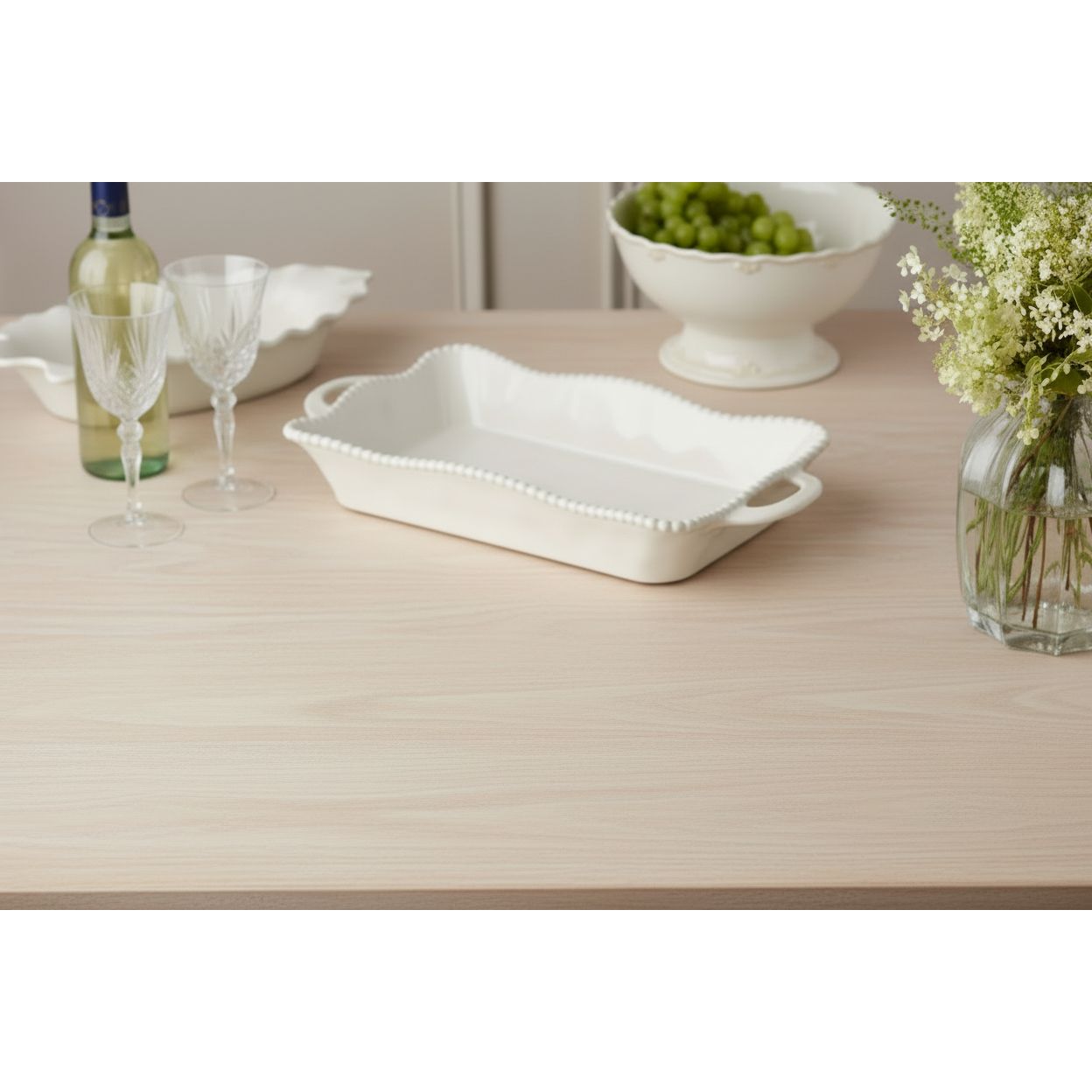 Certified International Perlette Cream Large Rectangular Baker