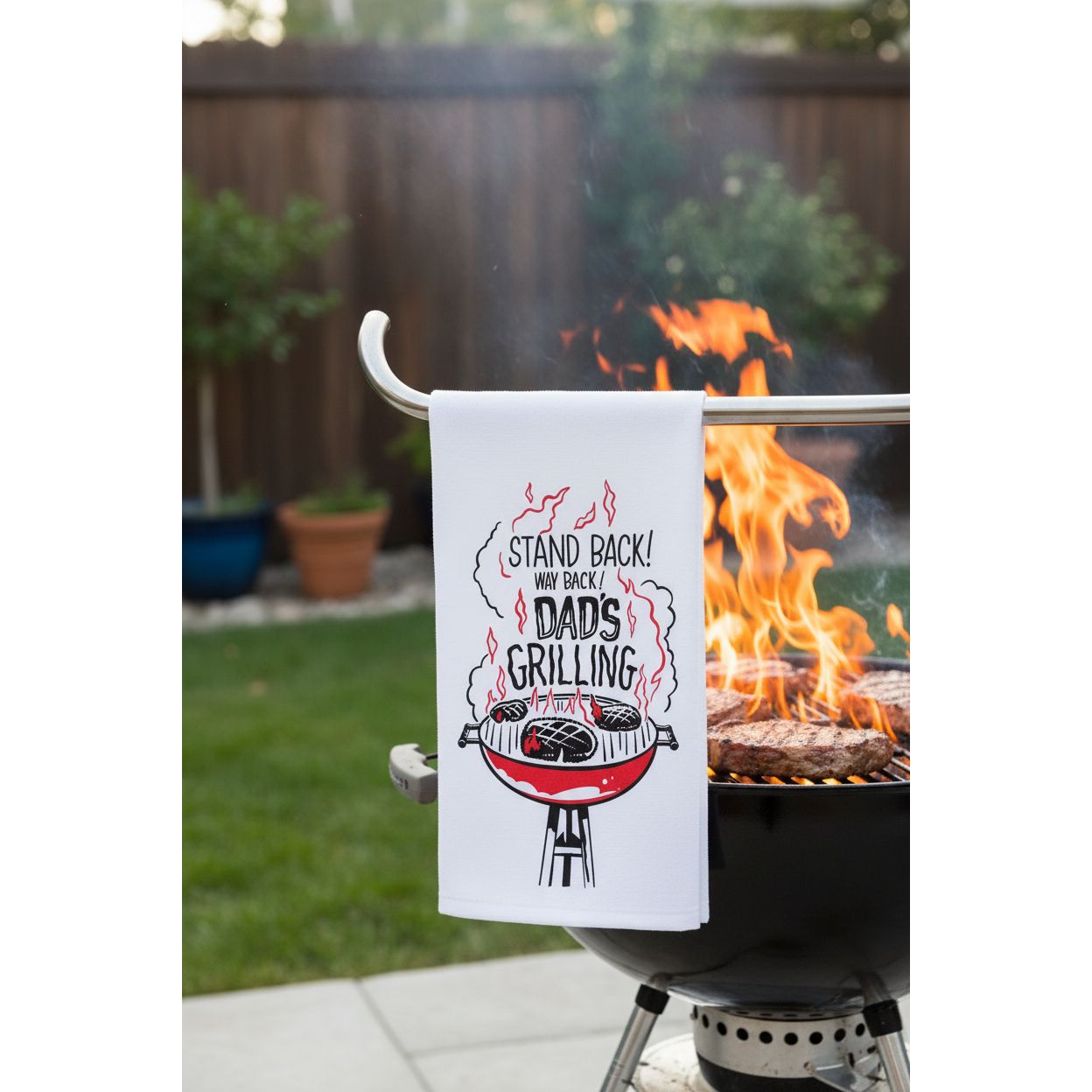 Primitives By Kathy Stand Back Dad's Grilling Kitchen Towel