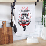 Primitives By Kathy Stand Back Dad's Grilling Kitchen Towel