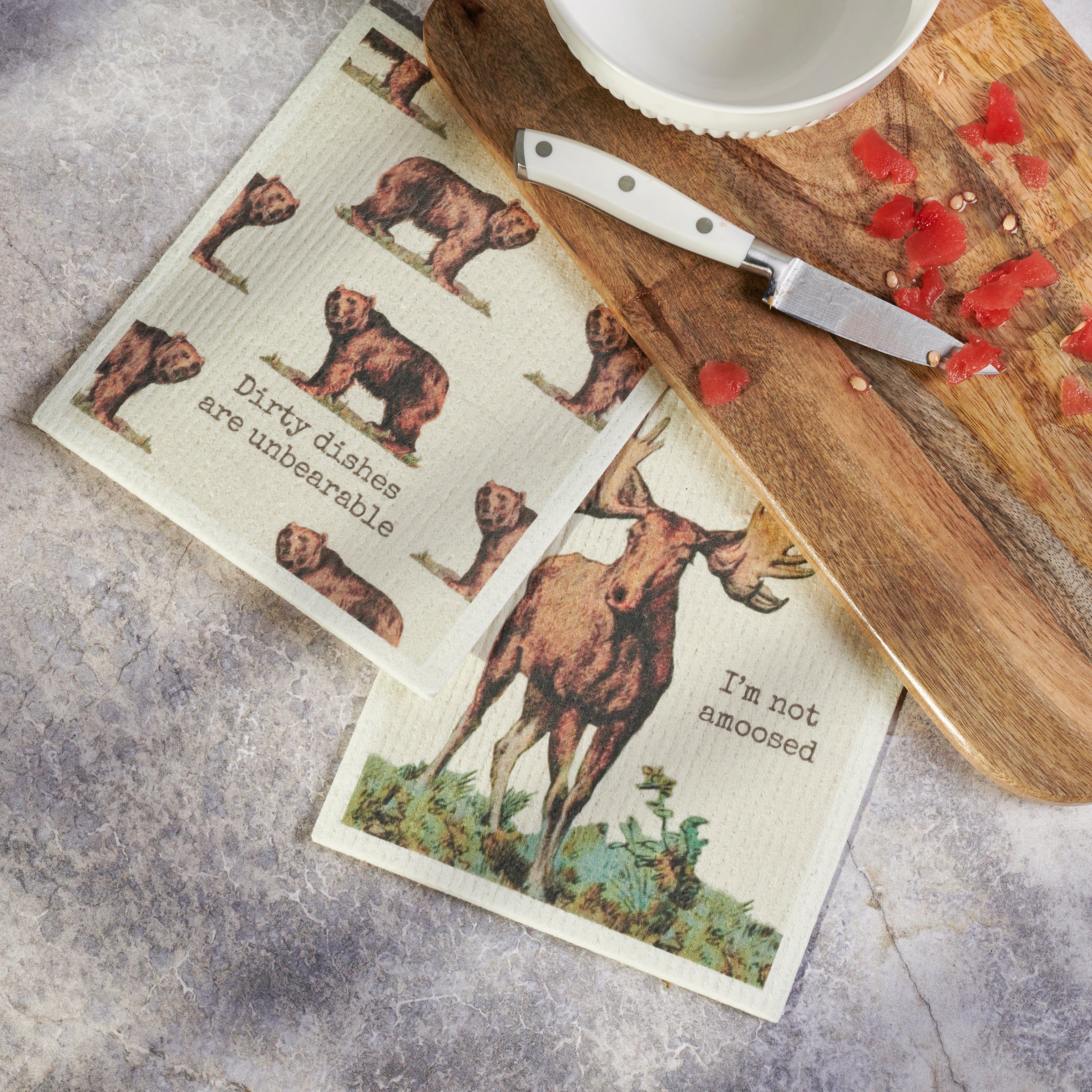Primitives By Kathy I'm Not Amoosed Swedish Dishcloth Set