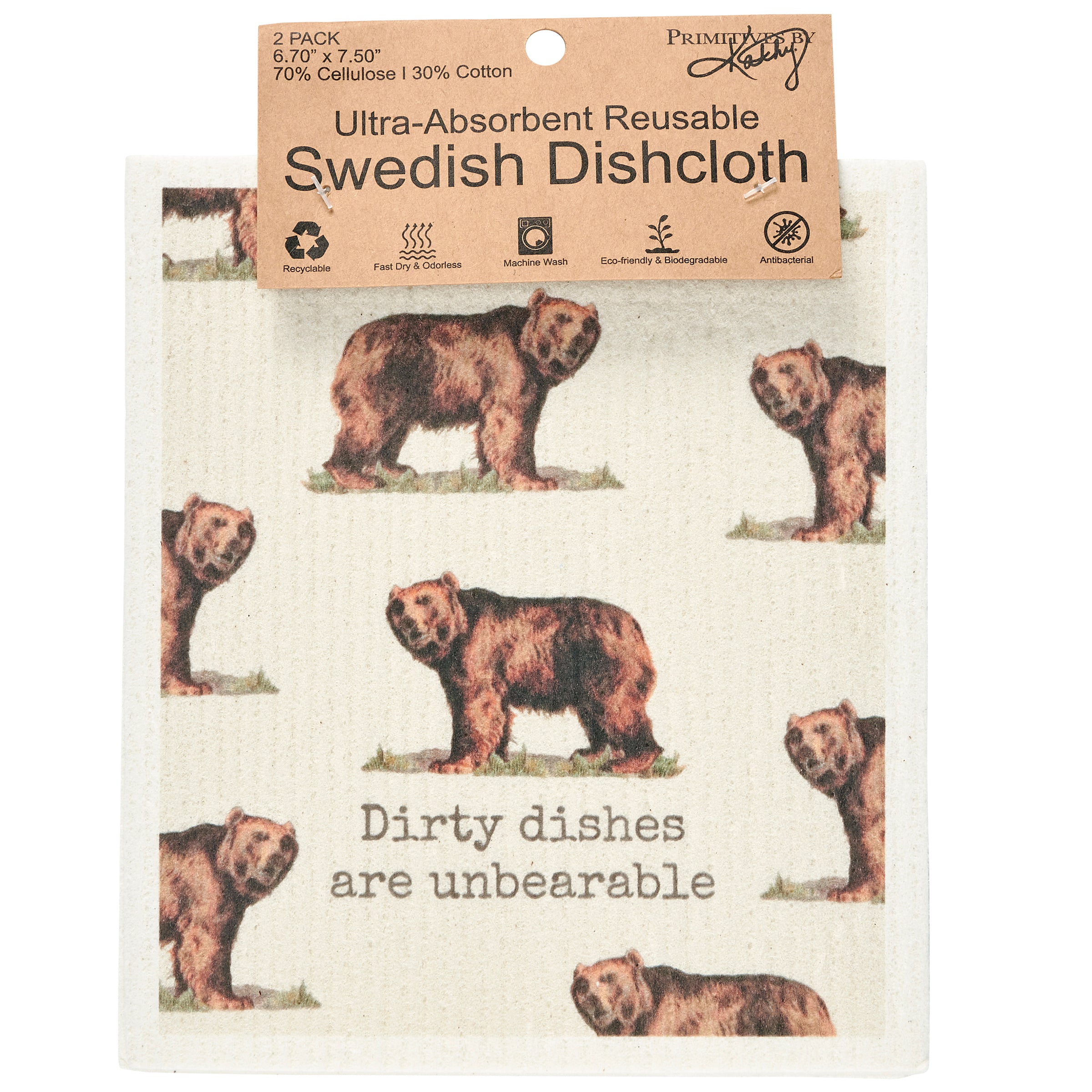 Primitives By Kathy I'm Not Amoosed Swedish Dishcloth Set