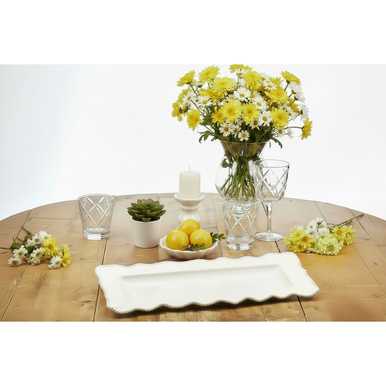 Certified International Perlette Cream Melamine Rectangular Platter
