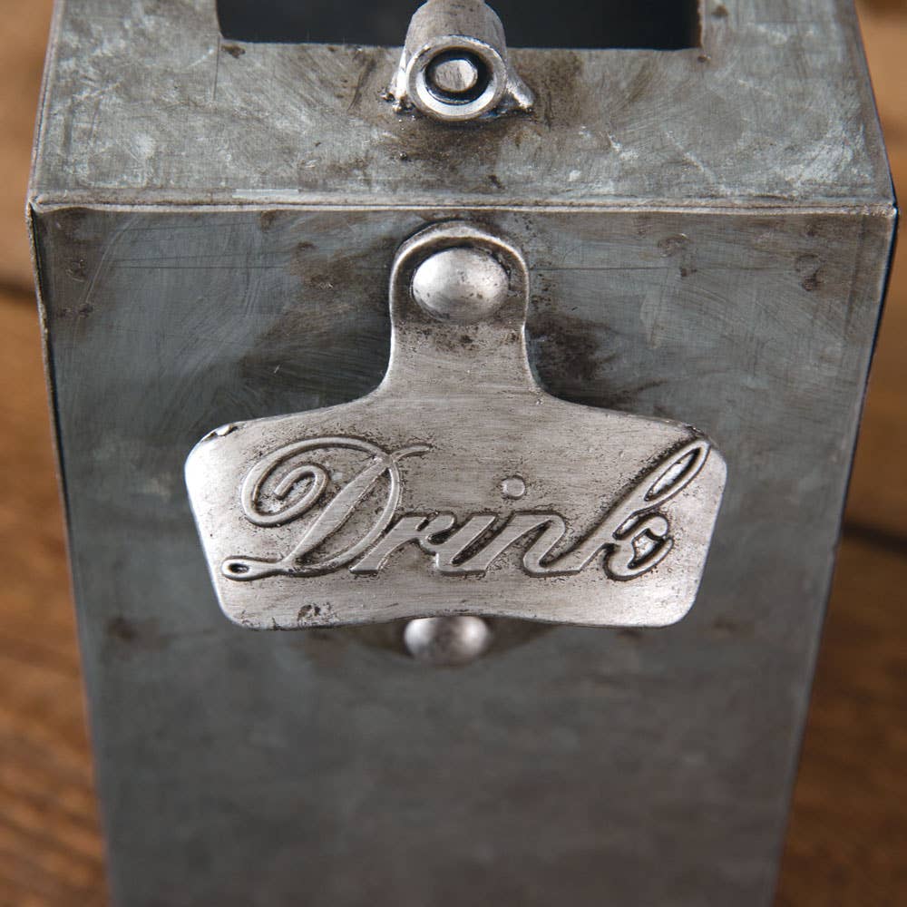 CTW The Bar Is Always Open Galvanized Bottle Opener Bin