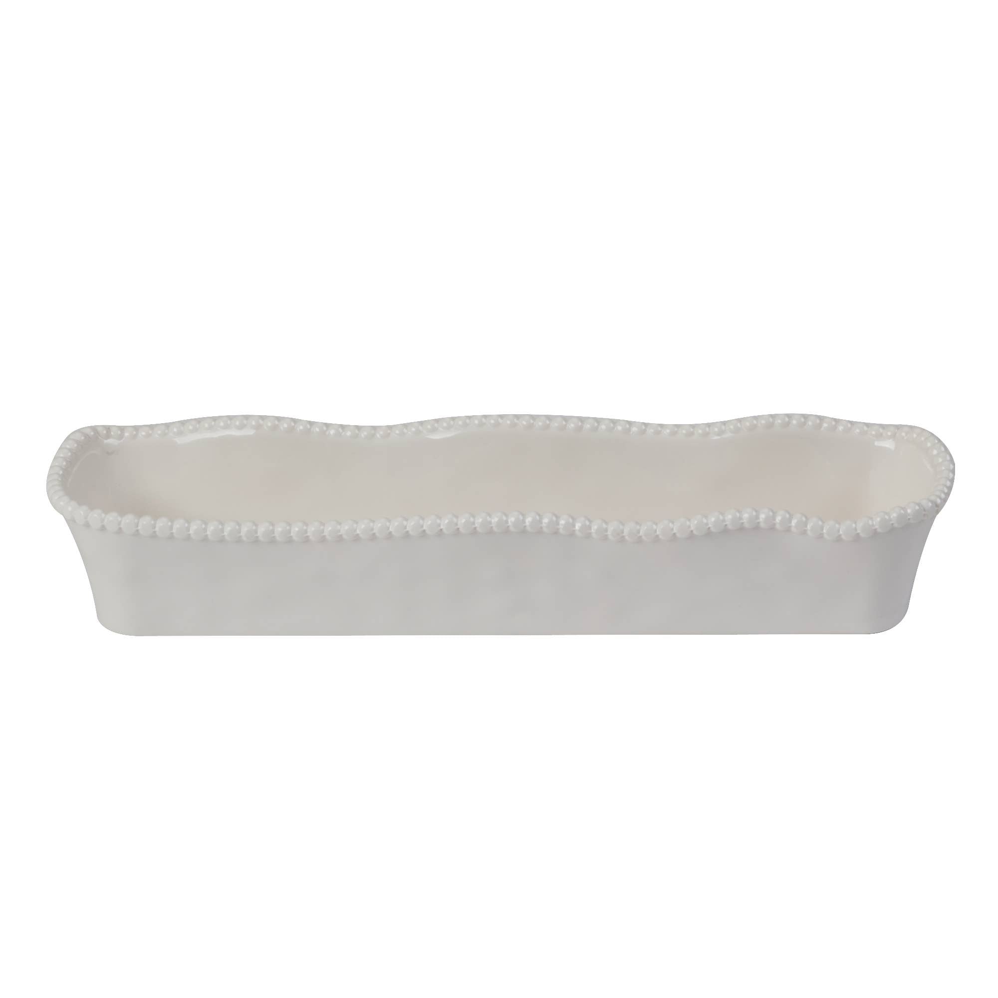 Certified International Perlette Cream Melamine Cracker Tray