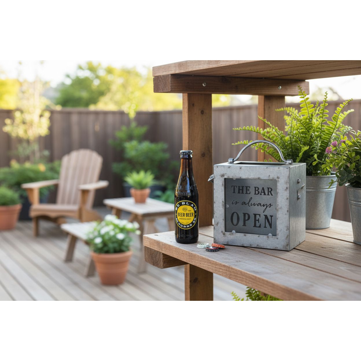CTW The Bar Is Always Open Galvanized Bottle Opener Bin