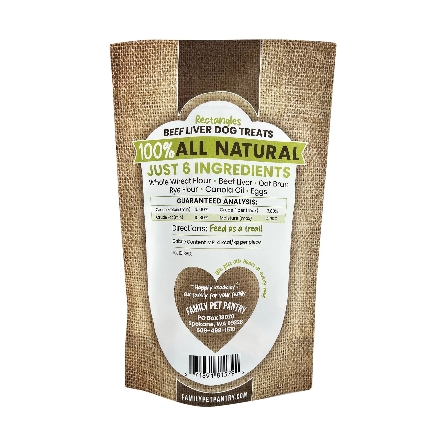 Family Pet Pantry All Natural Beef Liver Dog Treats Rectangles