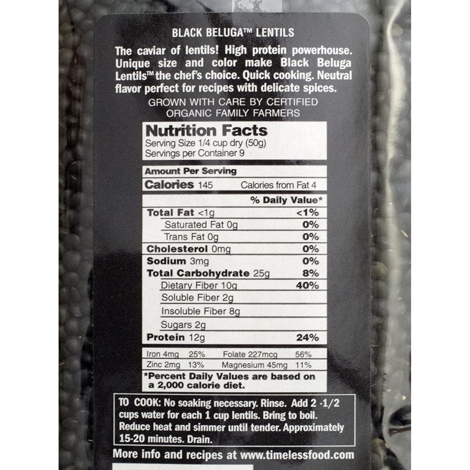 Timeless Natural Food Organic Kosher Black Beluga Lentils
