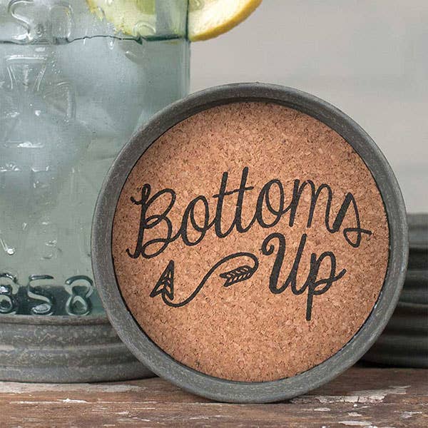 CTW Home Collection Set of Four Mason Jar Lid Coasters - Bottoms Up