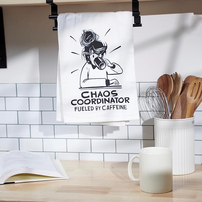 Primitives By Kathy Chaos Coordinator fueled By Caffeine Kitchen Towel