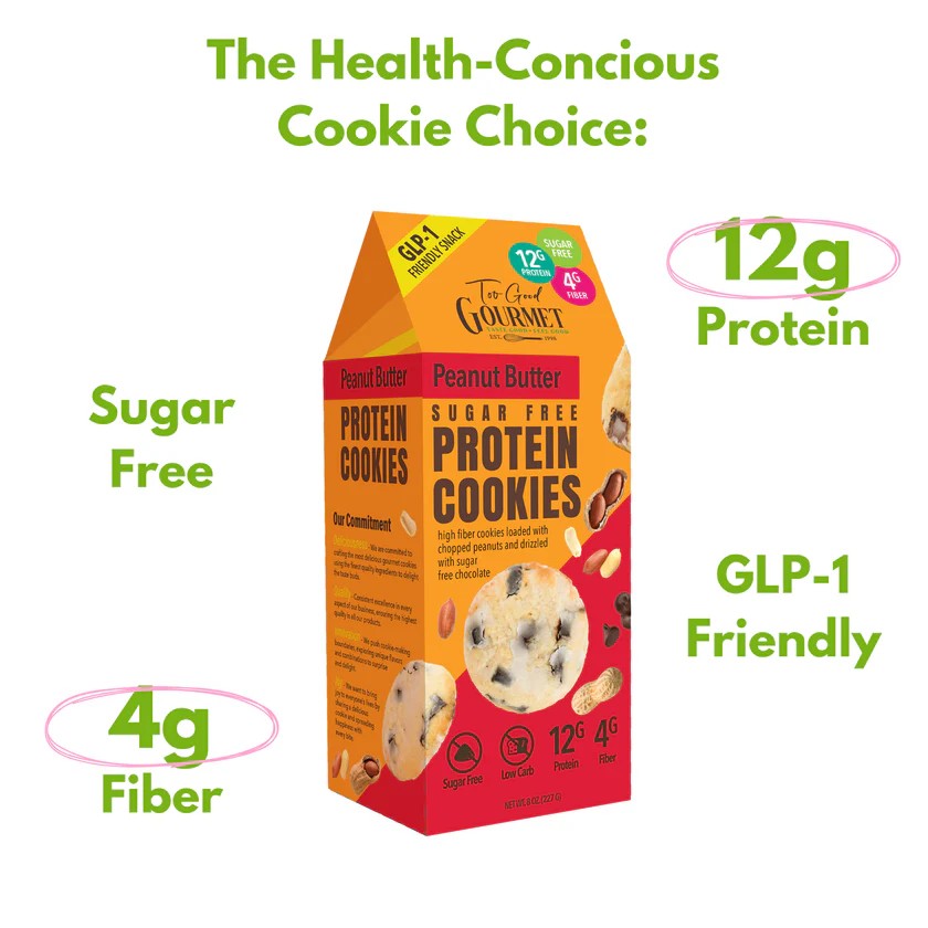 Too Good Gourmet High Protein, High Fiber Sugar Free Cookies - Peanut Butter