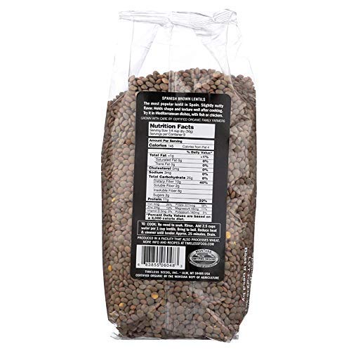Timeless Natural Foods Organic Kosher Spanish Brown Lentils Grown in Montana