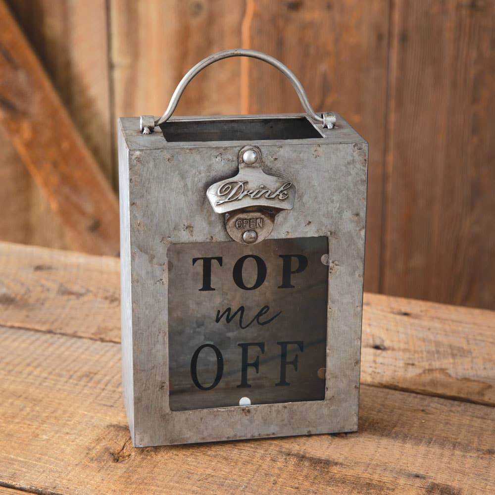 CTW Top Me Off Galvanized Bottle Opener Bin