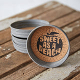 CTW   Four Mason Jar Lid Coasters - Sweet As A Peach