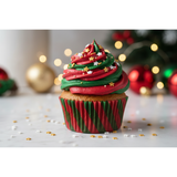 Christmas cupcake with gold and white small stars