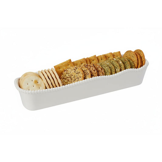 Certified International Perlette Cream Melamine Cracker Tray