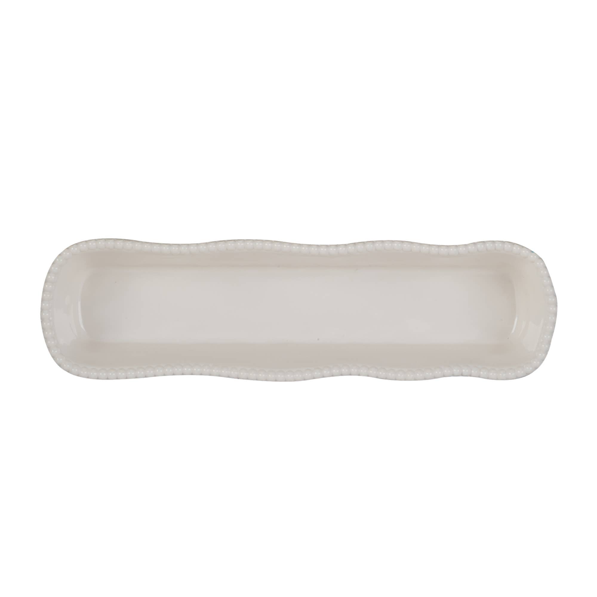 Certified International Perlette Cream Melamine Cracker Tray