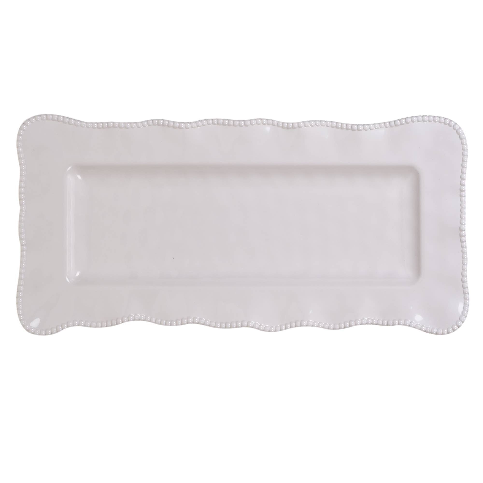 Certified International Perlette Cream Melamine Rectangular Platter