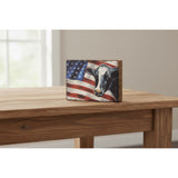 Primitives by Kathy American Flag with Cow Home Décor Block Sign