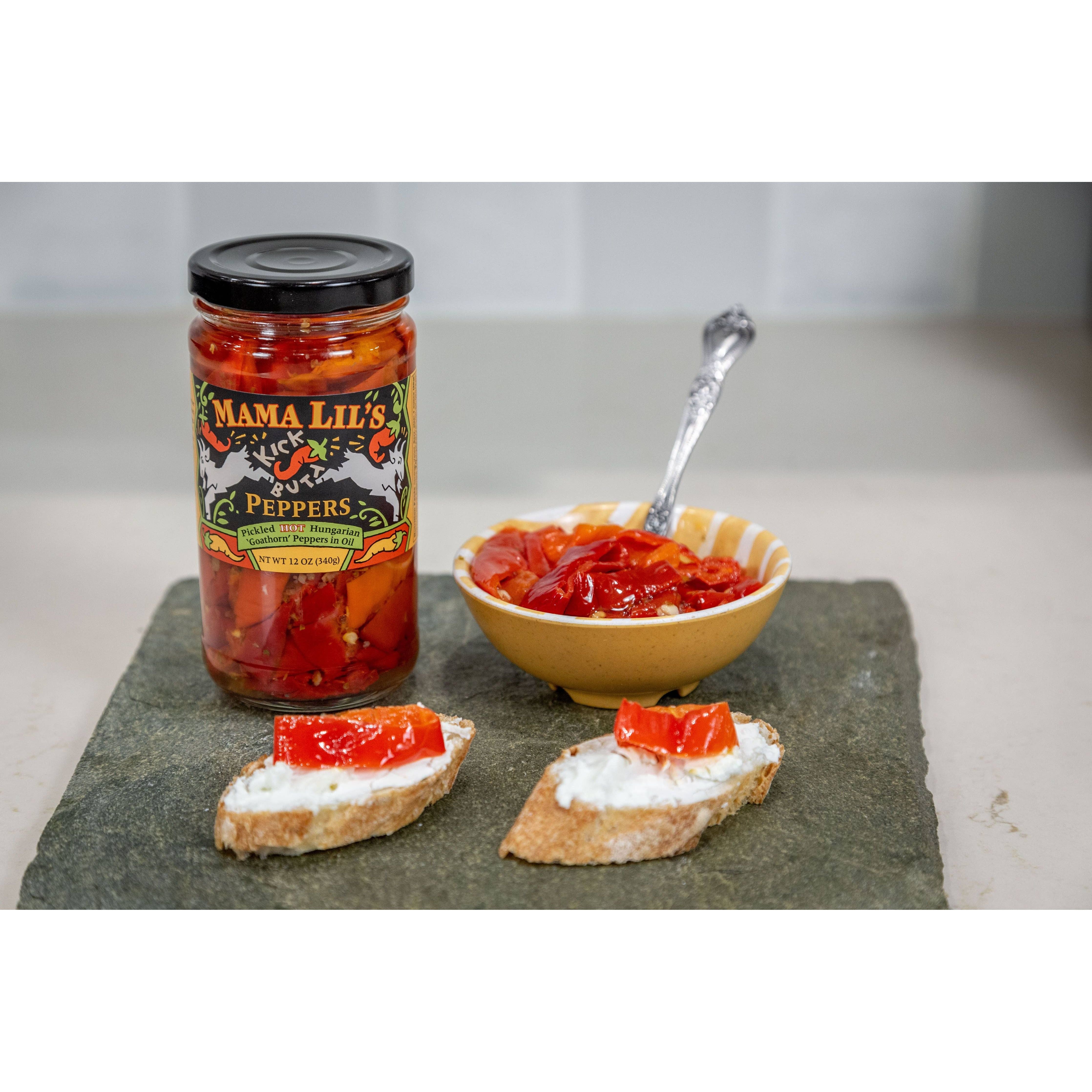 Mama Lil's Pickled  Hungarian Hot Goathorn Peppers Kick Butt
