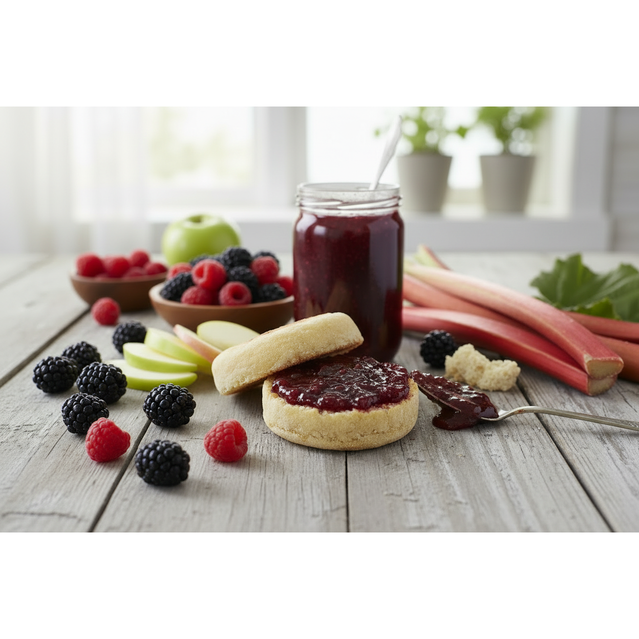 put some jam on an english muffin