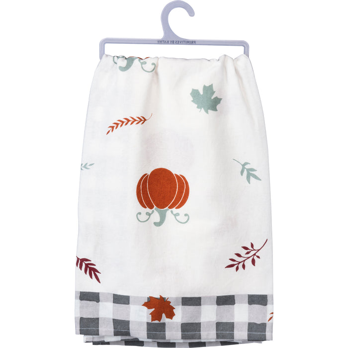 Primitives By Kathy Autumn Leaves and Pumpkin Please Kitchen Towel