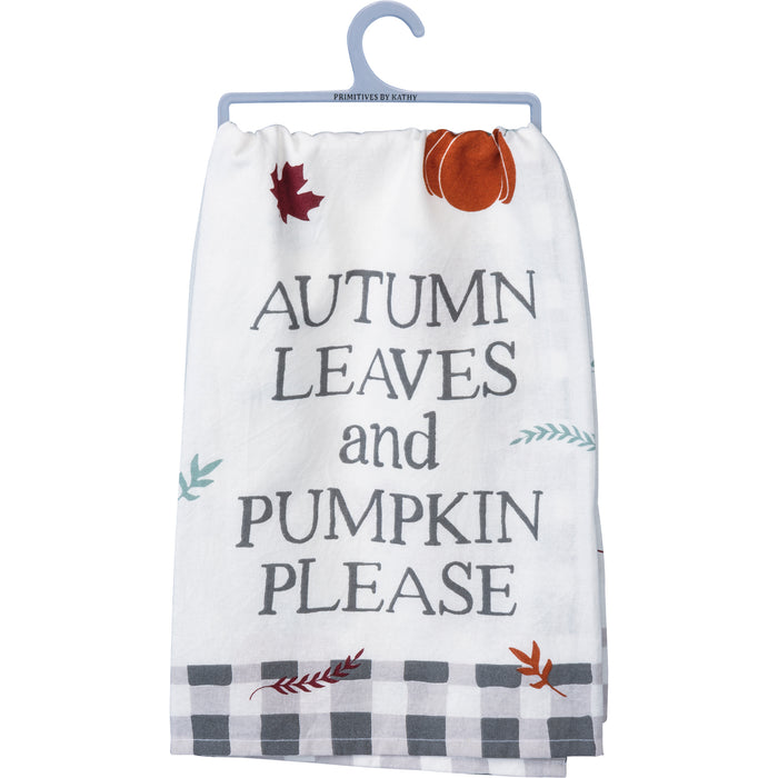 Primitives By Kathy Autumn Leaves and Pumpkin Please Kitchen Towel