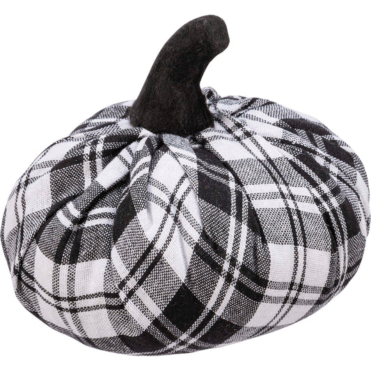 Primitives By Kathy Farmhouse Style Black & White Plaid Pumpkin Set