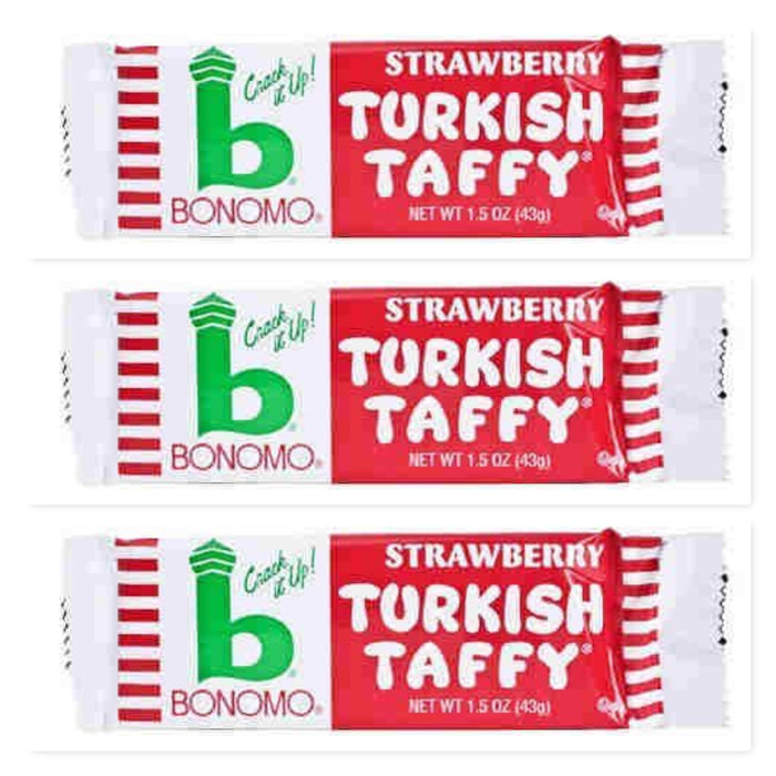 Bonomo Turkish Taffy Variety Pack 3 Bars Each Chocolate, Banana, Vanilla, Strawberry
