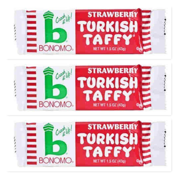 Bonomo Turkish Taffy Variety Pack 3 Bars Each Chocolate, Banana, Vanilla, Strawberry