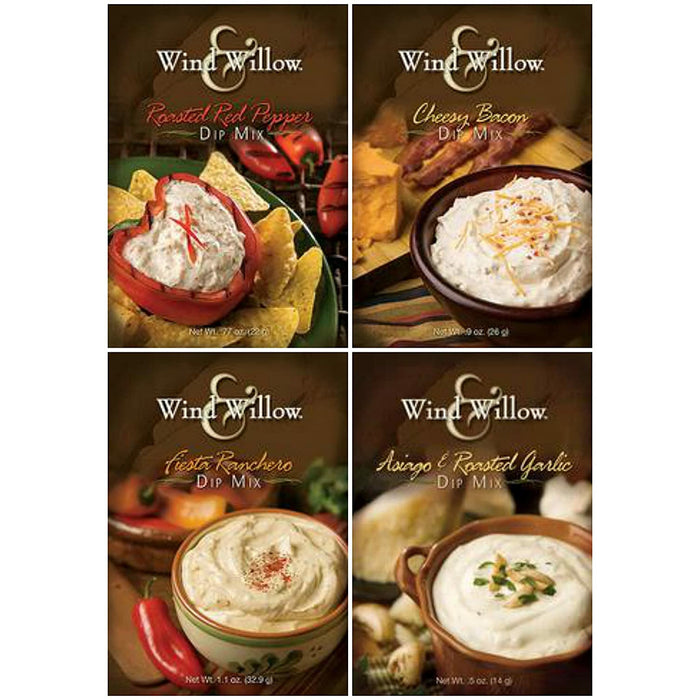 Wind & Willow Cheesy Bacon, Roasted Red Pepper, Asiago & Roasted Garlic, Fiesta Ranchero - Dip Mixes