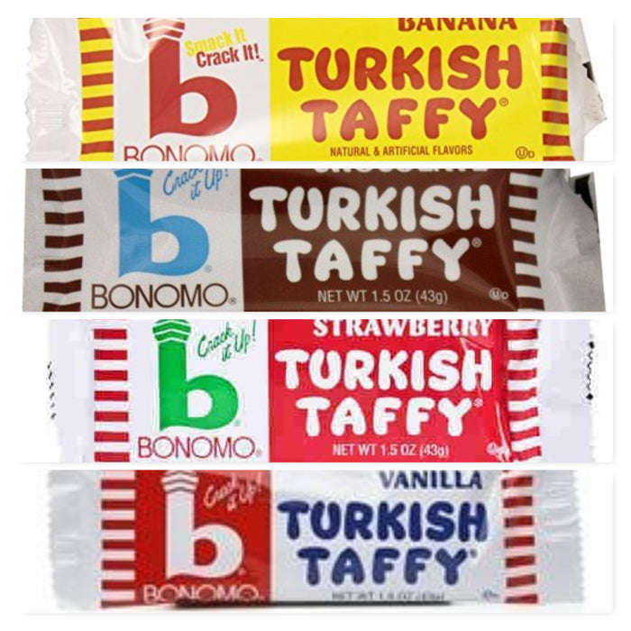 Bonomo Turkish Taffy Variety Pack Banana, Chocolate, Strawberry & Vanilla